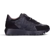 Wonders pour femme. A-24111 Baskets en Cuir Odisei01 noir (37), Plat, 1 à 3 cm, Lacets, Casuel
