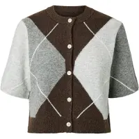 Pieces Cardigan 'PCSally' brun foncé / gris clair / gris chiné / blanc
