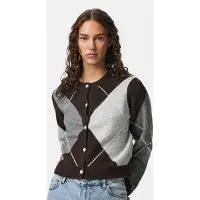 Pieces Cardigan 'PCSally' brun foncé / gris clair / gris chiné / blanc