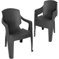 Garronda - 4 chaises de jardin empilables, aspect rotin, modèle GD-0254, couleur anthracite