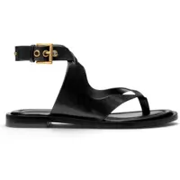 Michael Kors pour femme. 40T6IRFS1L Sandale Irene en cuir avec brides croisées noir (38), Plat, Boucle, Casuel