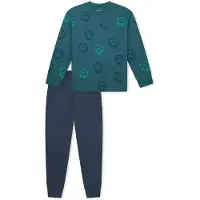 Schiesser Pyjama ' Nightwear ' bleu foncé / vert foncé