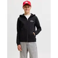 Jack & Jones Junior Veste de survêtement 'JORNORREBRO TYPO' noir / blanc cassé