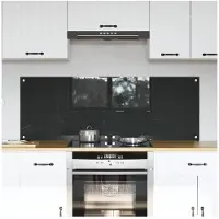 vidaXL Protection de cuisine 2 pcs Gris foncé 70 x 50 cm verre trempé