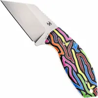 Kansept Knives Siafu G016A3 Stonewashed D2, Multi Color Arcade Pattern G-mascus, couteau fixe, Dirk Pinkerton design