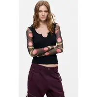 Desigual T-shirt olive / rouge clair / noir