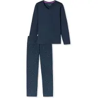 Schiesser Pyjama ' Casual Essentials ' bleu foncé / rose