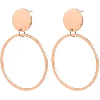 Hey Happiness Boucles d'oreilles 'Round Drop Hoop' or rose