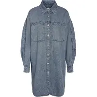 Noisy May Robe mi-longue de - NMENZA RICA LS SHIRT DRESS MG004MB NOOS - XS - XL - pour Femme - bleu - Taille M