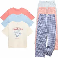 Marks & Spencer Pyjama crème / bleu marine / bleu clair / saumon