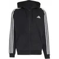 Adidas Veste de survêtement 'Essentials 3-Stripes Fleece Full-Zip' noir / blanc