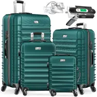 Kesser Ensemble de valises rigides comprenant 4 valises de différentes tailles (S, M, L, XL), avec 4 roulettes, et incluant une balance pour valises
