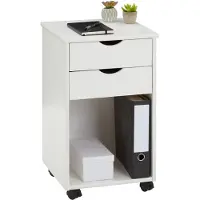 Idimex Caisson De Bureau Kano, Meuble De Rangement Sur Roulettes Avec 2 Tiroirs Et 1 Niche, En Pin Massif Lasur? Blanc
