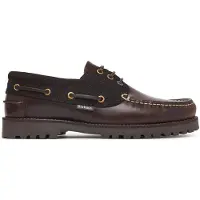 Barbour pour homme. MFO0795 Chaussures bateau en cuir Deck marron (43), Plat, Lacets, Casuel