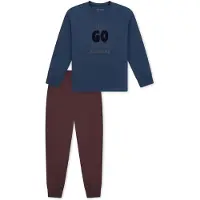 Schiesser Pyjama ' Nightwear ' bleu / marron