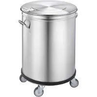 Saro Conteneur à déchets sur roulettes avec couvercle, 90 litres, en acier inoxydable, 201