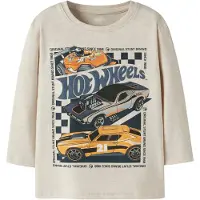 Name it T-Shirt 'NMMJunior Hotwheels' beige chiné / gris foncé / orange clair