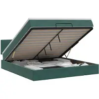 vidaXL Coffre de lit avec matelas, vert foncé, 160 x 200 cm, revêtement en velours