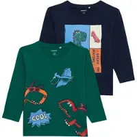 Name it T-Shirt 'NMMLUCIUS' bleu nuit / bleu clair / vert foncé / orange