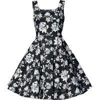 Belsira Robe mi-longue Rockabilly de - Swing-Blumenkleid - S - L - pour Femme - noir - Taille M