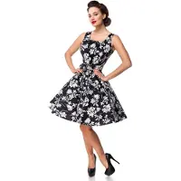 Belsira Robe mi-longue Rockabilly de - Swing-Blumenkleid - S - L - pour Femme - noir - Taille S