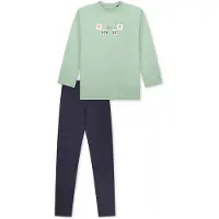 Schiesser Pyjama ' Nightwear ' bleu foncé / vert pastel