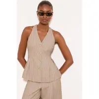 Lipsy Gilet de costume beige / gris foncé