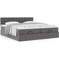 vidaXL Lit ottoman avec matelas Gris 200x200 cm Similicuir