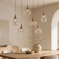 LumenXL Suspension 6 lumières Loic avec verre transparent - beige sable