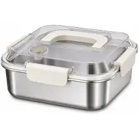 OEM VHV - Boîte à déjeuner RVS 1200 ml - Boîte de conservation hermétique avec poignée et valve - Idéale pour le bureau et les pique-niques - Argentée