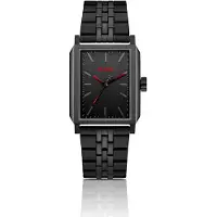 HUGO #Steeze Montre rectangulaire en acier plaqué noir à cadran noir