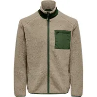 Only & Sons Veste en polaire 'ONSDALLAS' beige foncé / vert foncé