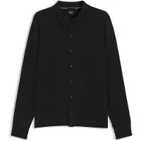 BOSS Cardigan en laine vierge à col polo