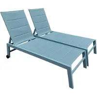 Happy Garden Lot De 2 Bains De Soleil Barbados En Textilène Bleu Clair - Aluminium Bleu Clair