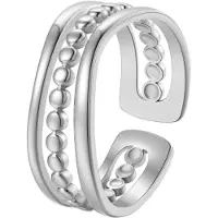 Hey Happiness Bague 'Layered Bead' argent