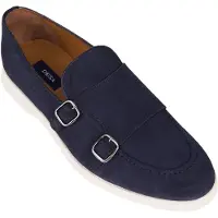Desa Mocassin 'Herren-Slipper aus Wildleder mit Doppelschnalle' bleu