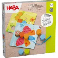 Haba Jeux 'Fädelspiel Holztiere' mélange de couleurs