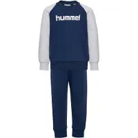 Hummel Survêtement bleu foncé / gris chiné / blanc