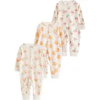 Next Pyjama crème / marron / vert pastel / orange clair
