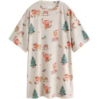 Next Chemise de nuit écru / beige foncé / sapin / rouge cerise