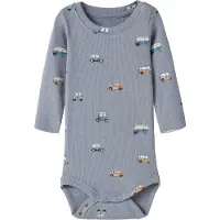 Name it Barboteuse / body 'NBMOTTOMAN' camel / bleu-gris / blanc