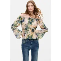 Desigual Chemisier bleu chiné / vert chiné / rouge pastel