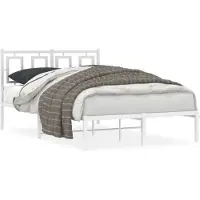DKD Home Decor Cadre de lit avec tête de lit en métal blanc 120x190 cm