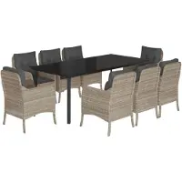 vidaXL Salon de jardin 9 pièces avec coussins gris clair Poly rotin
