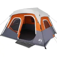 vidaXL Tente de camping avec LED 6 personnes Gris et orange