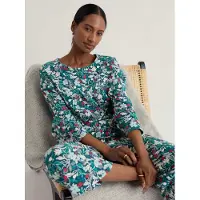 Seasalt Cornwall Pyjama 'Tree Shadow' crème / bleu cyan / vert foncé / rouge
