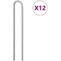 vidaXL Piquets de tente 12pcs forme de U 41,5 cm Ø12mm acier galvanisé