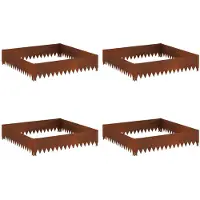 vidaXL Bordure de jardin, 4 pièces, 100 x 100 x 20 cm, acier, finition rouille