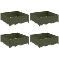 vidaXL Bordure de jardin, lot de 4, 100 x 100 x 35 cm, acier, vert olive