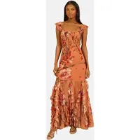 Lipsy Robe olive / abricot / orange clair / rose foncé